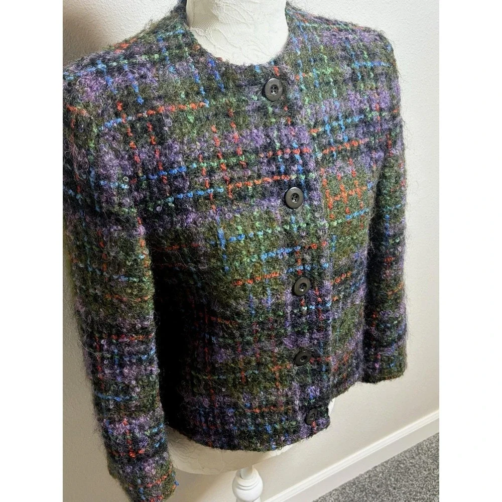 Vtg Herbert Grossman Mohair Wool Tweed Jacket~Sz 6~Plaid Old‎ Money Classic USA
